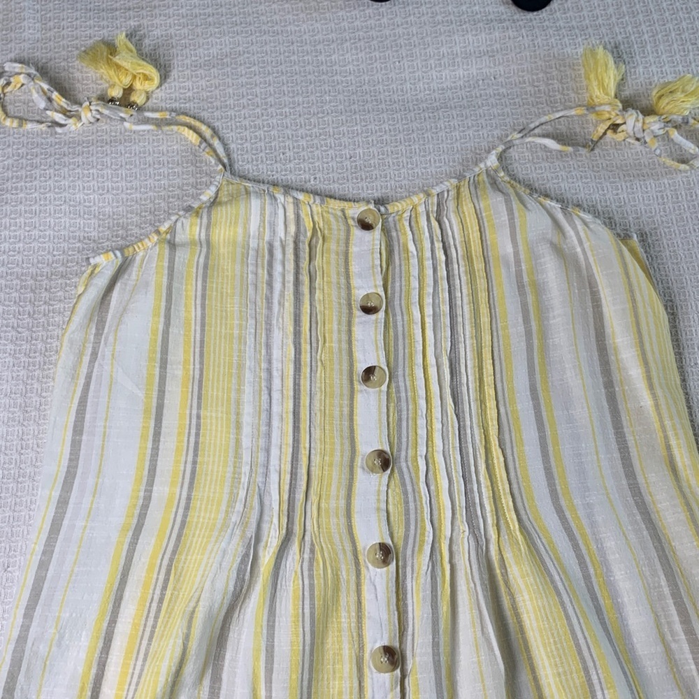 Blue Island yellow striped coverup dress size medium - Picture 3 of 9